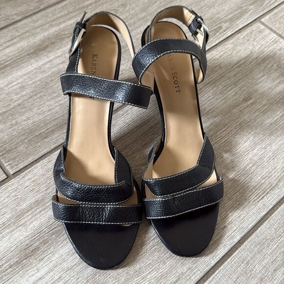 Karen Scott Women’s‎ Adriana Leather Strappy Sandals 9.5 Black - Picture 3 of 11